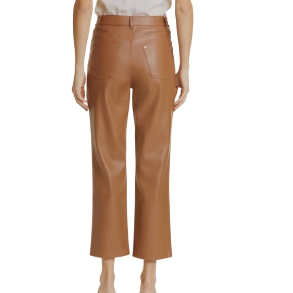 Cami NYC Womens Hanie Caramel Brown Cropped Bootcut Vegan Leather Pants - Picture 2 of 14